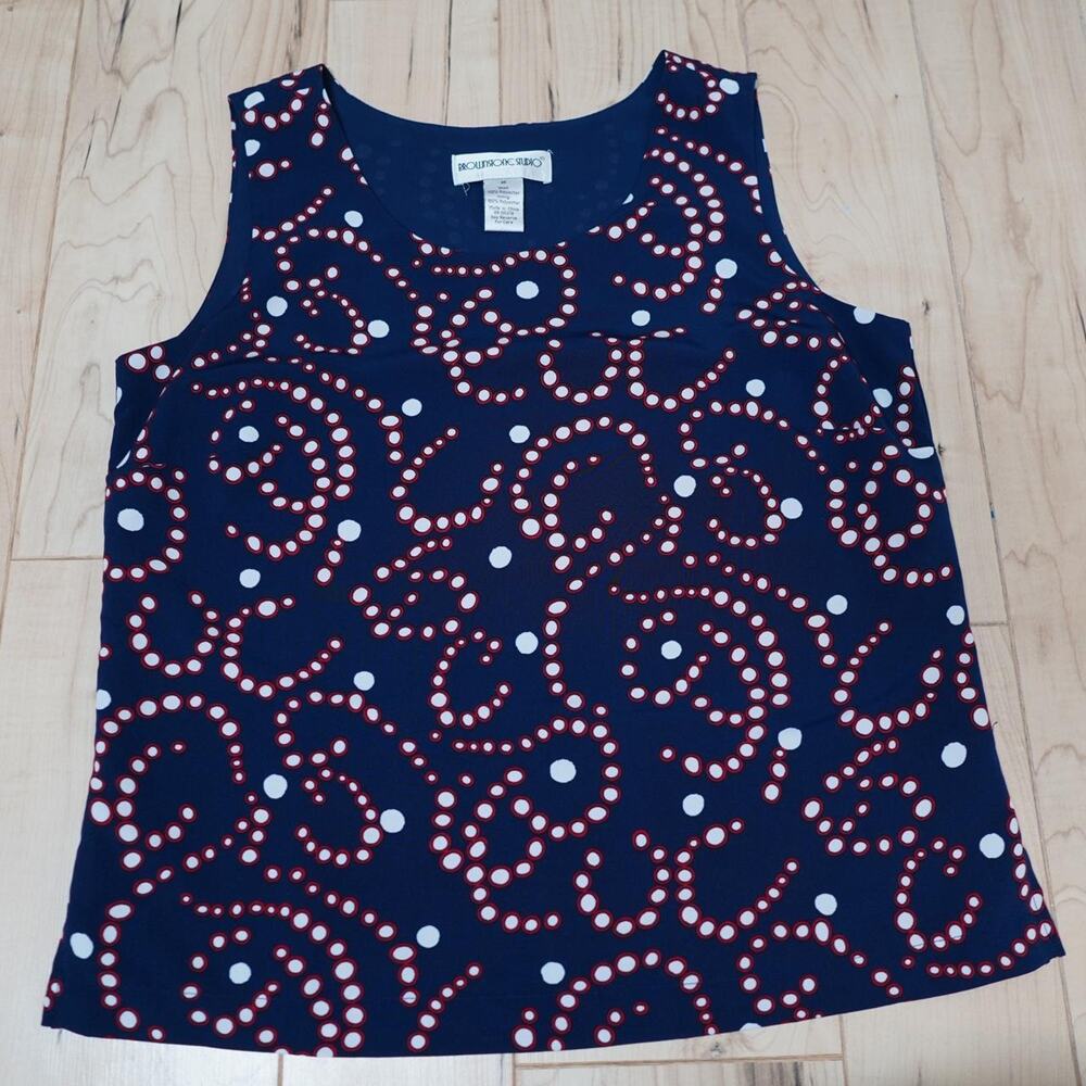 Brownstone Studio Sleeveless Blouse Navy Print M